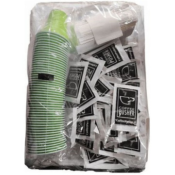 KIT ACCESSORI CAFFÈ con 50 Bustine di zucchero + 50 Bicchierini + 50 P