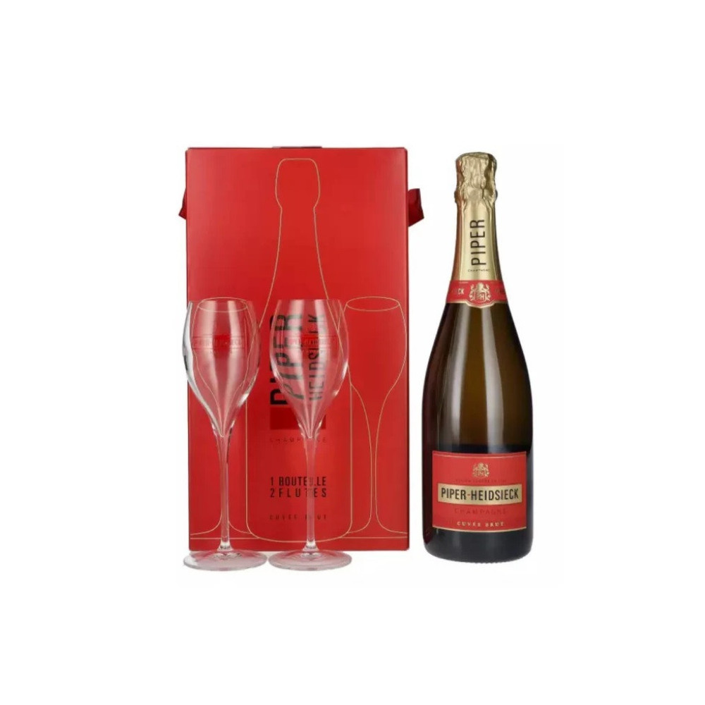 Champagne Piper-Heidsieck Cuvée Brut cl.75 + 2 Bicchieri Flutes